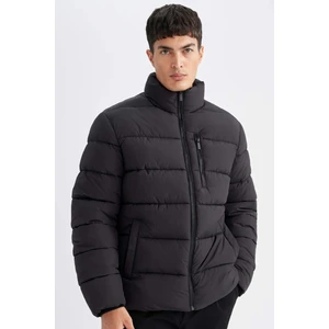 Su İtici Rüzgar Geçirmez Şişme Mont Slim Fit Dar Kesim Dik Yaka Fermuarlı Cepli D1415AX24WN