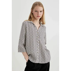 Regular Fit Desenli Yarım Kollu Gömlek C0324AX24SP