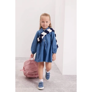 Kız Bebek Polo Yaka Uzun Kollu Yarım Düğmeli Jean Elbise D2030A524AU