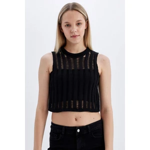 Regular Fit Crop Bisiklet Yaka Kroşe Atlet D1982AX24SM