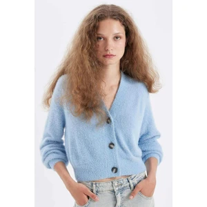 Oversize Geniş Kalıp V Yaka Basic Düz Düğmeli Triko Hırka D1428AX24WN