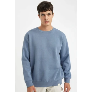 Oversize Geniş Kalıp Bisiklet Yaka Kalın Basic Düz Sweatshirt T5139AZ24AU