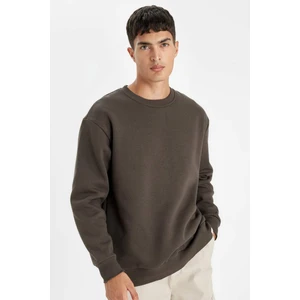 Oversize Geniş Kalıp Bisiklet Yaka Kalın Basic Düz Sweatshirt T5139AZ24AU
