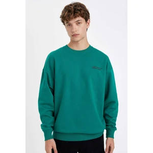 Oversize Geniş Kalıp Bisiklet Yaka Baskılı Sweatshirt Y0372AZ24AU