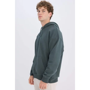 Oversize Geniş Kalıp Kapüşonlu Kanguru Cepli Basic Düz Sweatshirt X8287AZ24AU