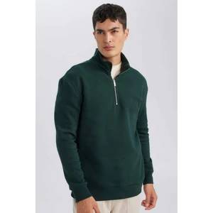 Comfort Regular Fit Rahat Kalıp Fermuarlı Dik Yaka Basic Düz Sweatshirt X7405AZ24AU
