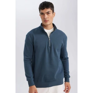 Comfort Regular Fit Rahat Kalıp Fermuarlı Dik Yaka Basic Düz Sweatshirt X7405AZ24AU