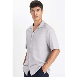 Relax Fit Yazlık Polo Yaka Dokulu Kısa Kollu Gömlek C4117AX24SM