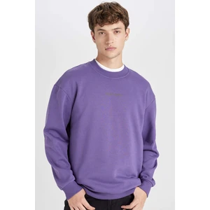 Mor Boxy Fit Bisiklet Yaka Baskılı Sweatshirt V5306AZ24AU