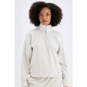 DeFactoFit Loose Fit Dik Yaka Fermuarlı Sporcu Sweatshirt C9406AX24AU