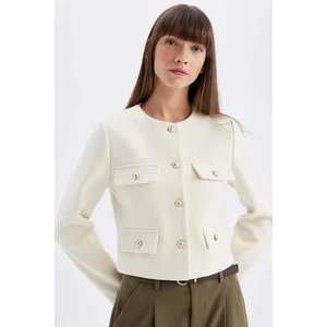 Crop Bisiklet Yaka Düğmeli Blazer Ceket D3161AX24AU