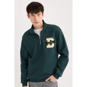 Regular Fit Dik Yaka Fermuarlı Baskılı Sweatshirt A4469AX24AU