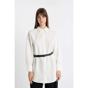 Relax Fit Keten Karışımlı Uzun Kollu Tunik D1346AX24HS