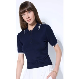 Regular Fit Polo Yaka Düğmeli Basic Düz Kısa Kollu Triko Kazak D3300AX24AU
