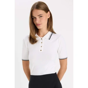 Regular Fit Polo Yaka Düğmeli Basic Düz Kısa Kollu Triko Kazak D3300AX24AU