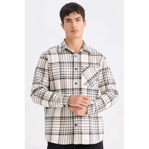 Regular Fit Kareli Flanel Cep Detaylı Uzun Kollu Gömlek D3499AX24WN