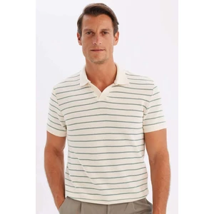 Regular Fit Çizgili Triko Kısa Kollu Polo Tişört C4150AX24SM