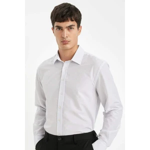 Modern Fit Modern Kesim Poplin Desenli Pamuk Karışımlı Uzun Kollu Gömlek D3456AX24AU