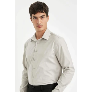 Modern Fit Modern Kesim Poplin Düz Pamuk Karışımlı Uzun Kollu Gömlek D3375AX24AU