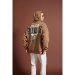 NBA Chicago Bulls Oversize Geniş Kalıp Kapüşonlu Sırt Baskılı Kalın Sweatshirt D3243AX24WN