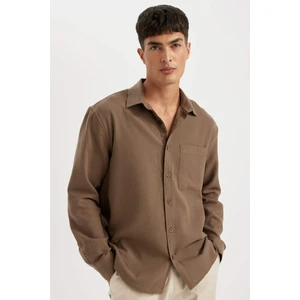 Regular Fit Basic Düz Pamuklu Uzun Kollu Gömlek D2619AX24AU