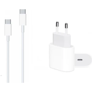 Apple 20W  İphone 15/16/Pro /Android Uyumlu Adaptör ve 1 Metre Type-C To Type-C Kablolu Şarj Seti