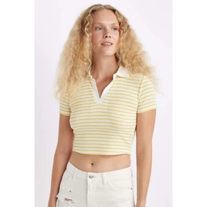 Fitted Polo Yaka Fitilli Kaşkorse Kısa Kollu Tişört A0380AX24SM