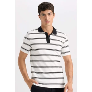 Slim Fit Dar Kesim Polo Yaka Çizgili Kısa Kollu Tişört D4720AX24SM