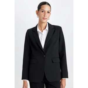Fitted Ceket Yaka Düğmeli Basic Düz Blazer Ceket D3157AX24WN