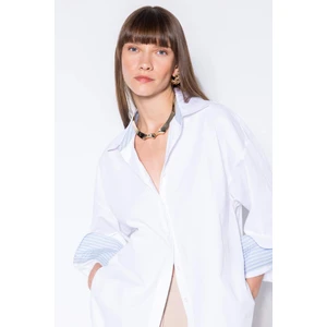 Oversize Geniş Kalıp Basic Düz Poplin Uzun Kollu Gömlek D3152AX24AU