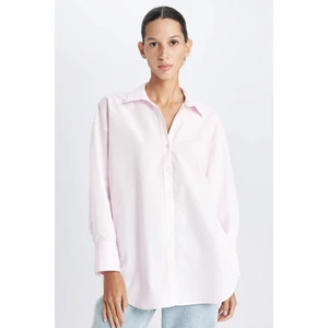Oversize Geniş Kalıp Basic Düz Oxford Uzun Kollu Gömlek C4597AX24AU