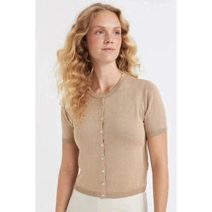 Regular Fit Bisiklet Yaka Basic Düz Düğmeli Kısa Kollu Triko Hırka D4643AX24AU