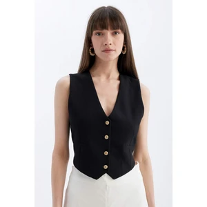 Regular Fit V Yaka Düğmeli Blazer Yelek C1565AX24AU