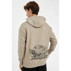 Haki Marvel Avengers Boxy Fit Kapüşonlu Sırt Baskılı Sweatshirt C6515AX24AU
