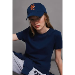 Coool Fitted Bisiklet Yaka Ribana Basic Düz Kısa Kollu Tişört T9631AZ24AU