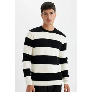Standart Fit Normal Kesim Bisiklet Yaka Çizgili Triko Kazak D1968AX24AU
