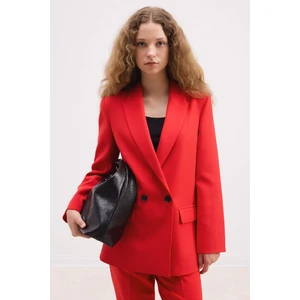 Oversize Geniş Kalıp Ceket Yaka Düğmeli Basic Düz Blazer Ceket C2457AX24AU