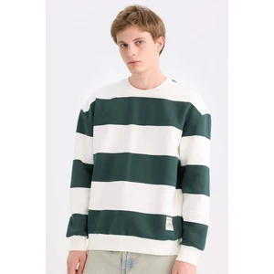 Boxy Fit Bisiklet Yaka Çizgili Sweatshirt A9066AX24AU