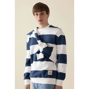 Boxy Fit Bisiklet Yaka Çizgili Sweatshirt A9066AX24AU