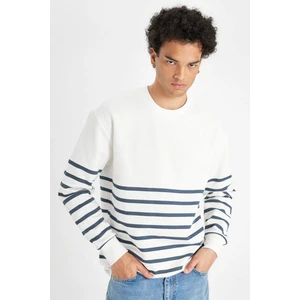 Comfort Regular Fit Rahat Kalıp Bisiklet Yaka Çizgili Kalın Sweatshirt D2397AX24AU