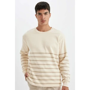 Comfort Regular Fit Rahat Kalıp Bisiklet Yaka Çizgili Kalın Sweatshirt D2397AX24AU