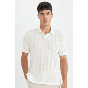 Regular Fit Kısa Kollu Dokulu Triko Polo Tişört D4810AX24SM