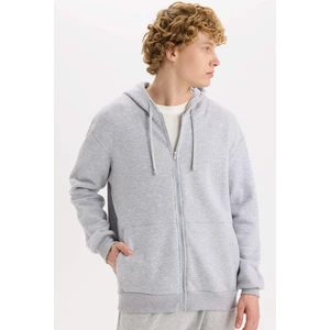 Comfort Fit Rahat Kalıp Kapüşonlu Kalın İçi Yumuşak Tüylü Fermuarlı Sweatshirt D2323AX24AU