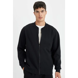 Relax Fit Kolej Yaka Fermuarlı Çift Cepli Mevsimlik İnce Bomber Hırka D2605AX24AU