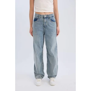 Baggy Fit Yüksek Bel Uzun Jean Yıkamalı Pantolon D0665AX24AU
