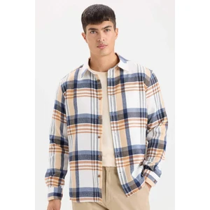 Regular Fit Polo Yaka Kareli Flanel Uzun Kollu Gömlek D5835AX24AU