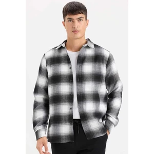 Regular Fit Polo Yaka Kareli Flanel Uzun Kollu Gömlek D5835AX24AU