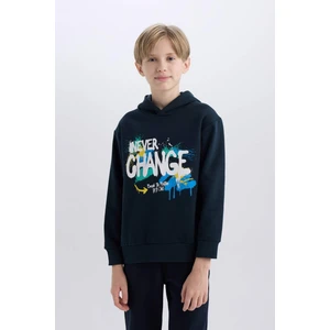 Erkek Çocuk Kapüşonlu Baskılı İçi Yumuşak Tüylü Sweatshirt D6218A824CW