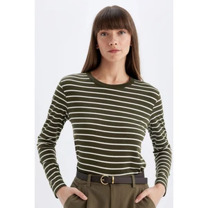 Regular Fit Bisiklet Yaka Çizgili Casual Uzun Kollu Tişört A9254AX24AU