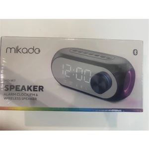 Mikado Md-W7 1200MAH 5W Siyah Bluetooth-Aux-Derece-Usb-Fm Double Alarmlı Saat Speaker Speaker